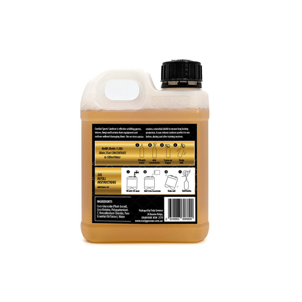 1 Litre  CONCENTRATE Combat Sports Sanitiser ($3.50 per Litre Ready2use)